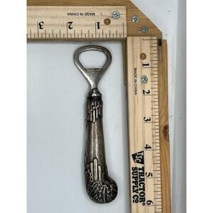 Vintage Silver Plated Bottle Opener with Engraved Handle Collectible Bar Tool